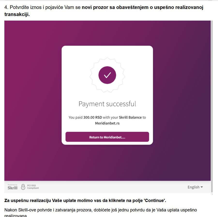 Skrill uplata depozita Meridianbet