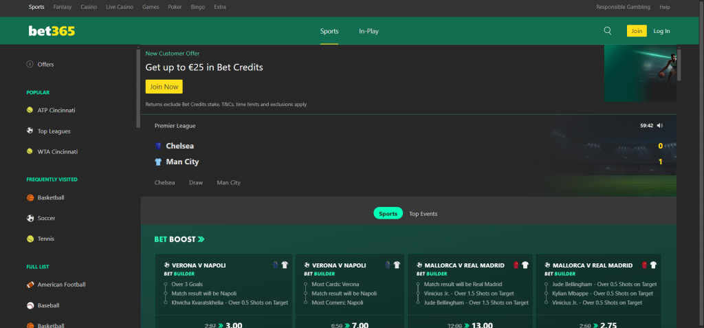 Bet365 kladionica, ponuda klađenja