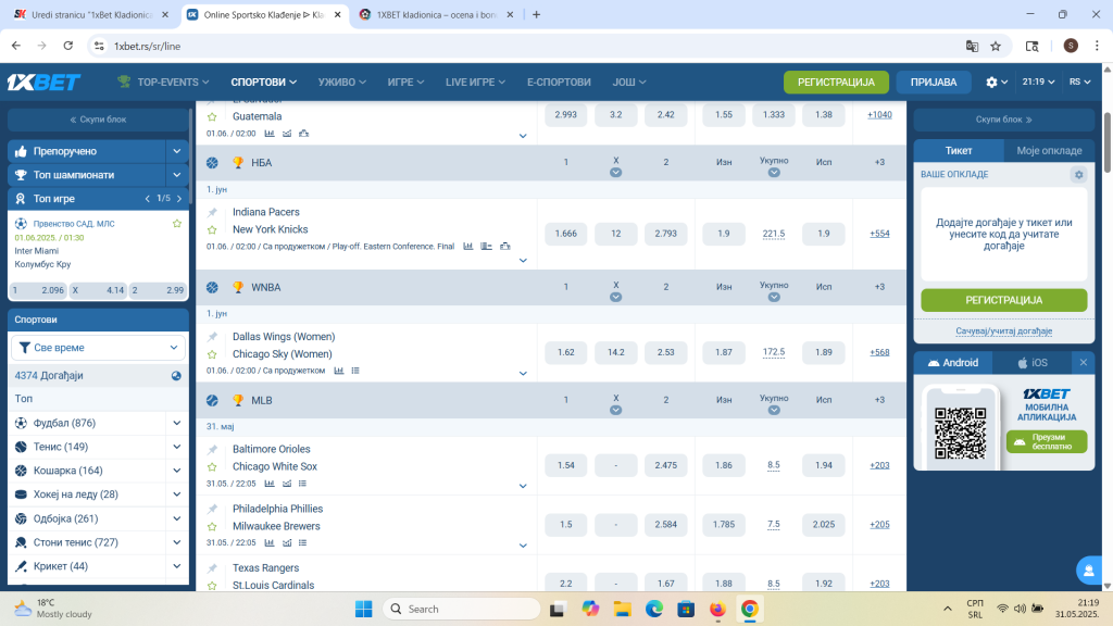 1xbet Srbija ponuda klađenja