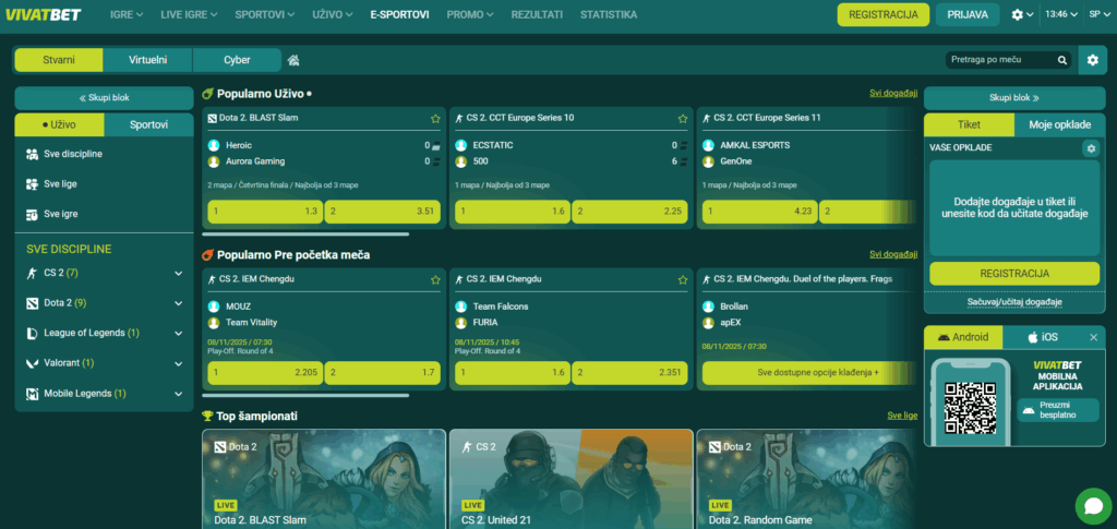 Vivatbet kladionica ponuda za elektronski sport