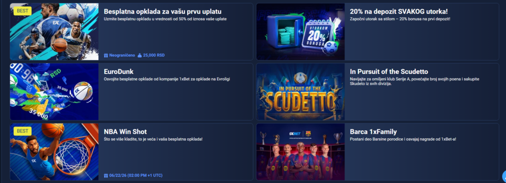 1xbet bonusi za klađenje su raznovrsni, a dominiraju freebetovi