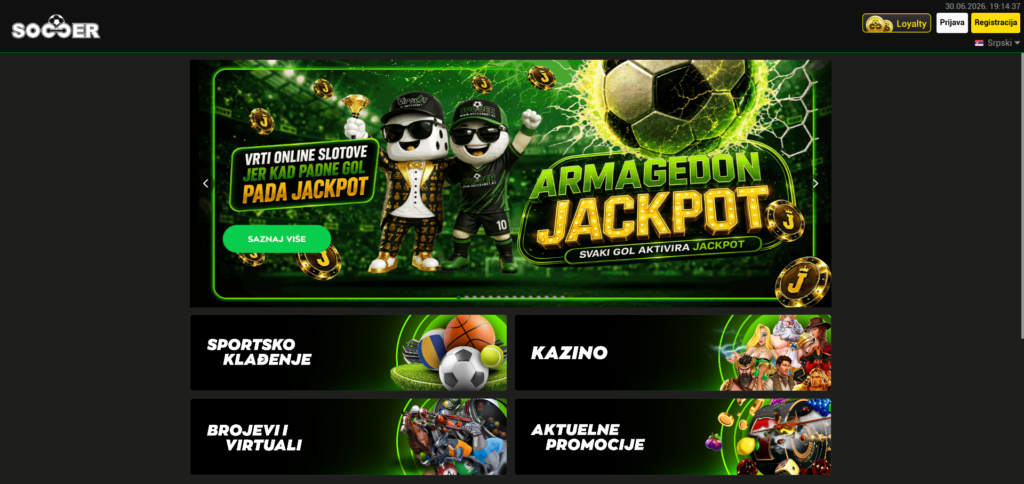 Soccerbet kladionica početna strana je posebno dizajnirana