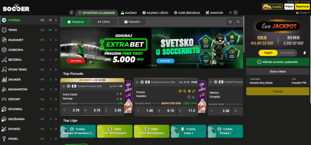 Soccerbet ponuda klađenja
